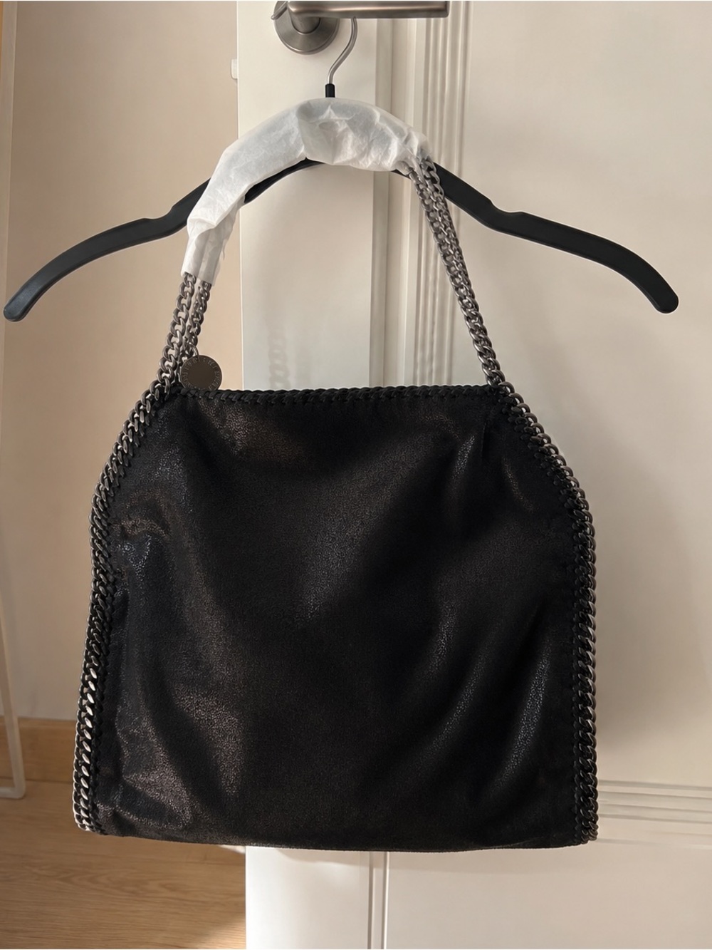 Stella McCartney Black Tote with Silver Chain Trim